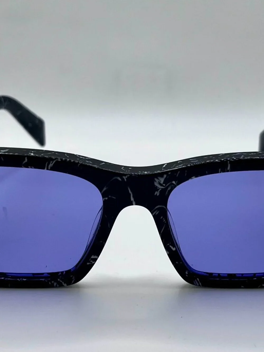 PRADA SPR 08Y Sunglasses Black Marble Violet Lens PR08YS 51-18 145 Authentic
